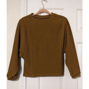 Lantern Sleeve Ribbed Sweatshirt